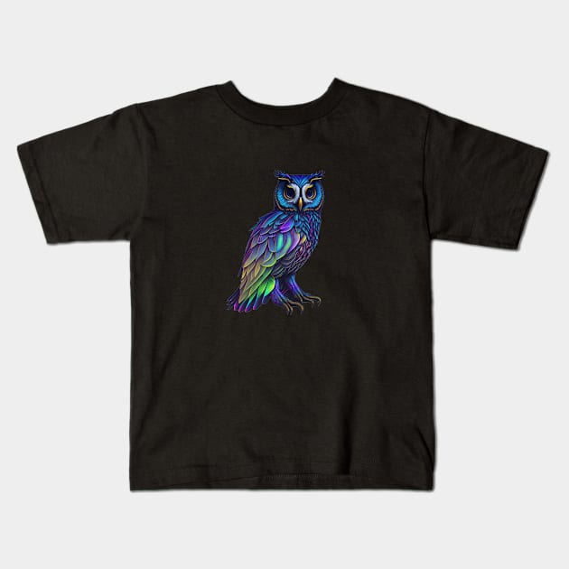 holographic colorful cute OWL Kids T-Shirt by halazidan
